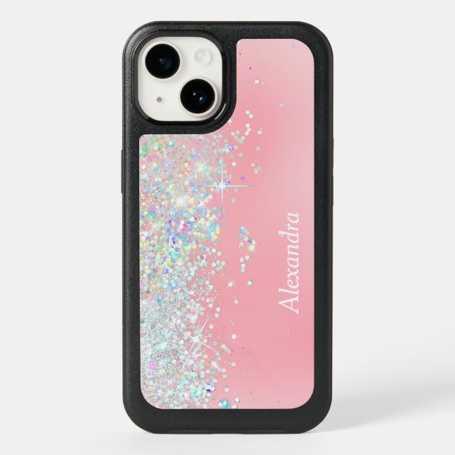 Rainbow Glitter Confetti Star Shine Pink Otterbox iPhone Case (Back)