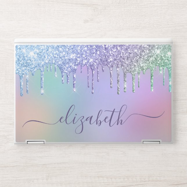 Rainbow Glitter Custom HP Laptop Skin (Front)