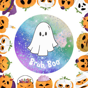 Rainbow glitter cute Ghost boo Custom kids Classic Round Sticker