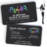 Rainbow Glitter Dance Studio Black Business Cards at Zazzle