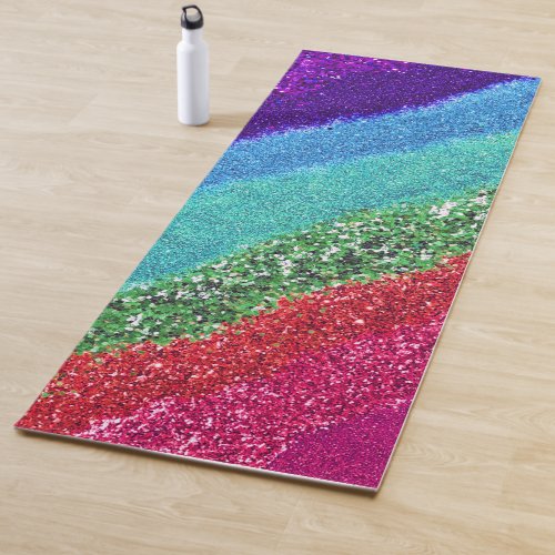 Rainbow Glitter Double Sided Yoga Mat