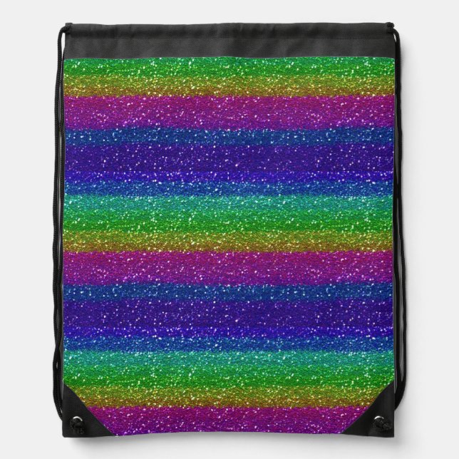 Rainbow Glitter Drawstring Backpack (Front)