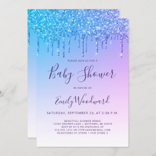 Rainbow Glitter Drip Baby Shower Invitation