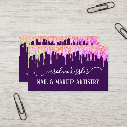 Rainbow Glitter Drip Beauty Makeup & Nail Artists