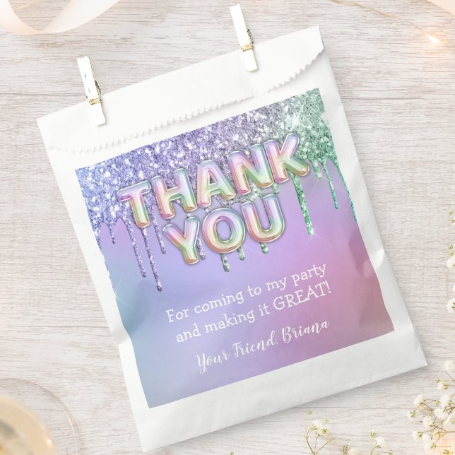 Rainbow Glitter Drips Girl Birthday Party Favor Bag (Creator Uploaded)