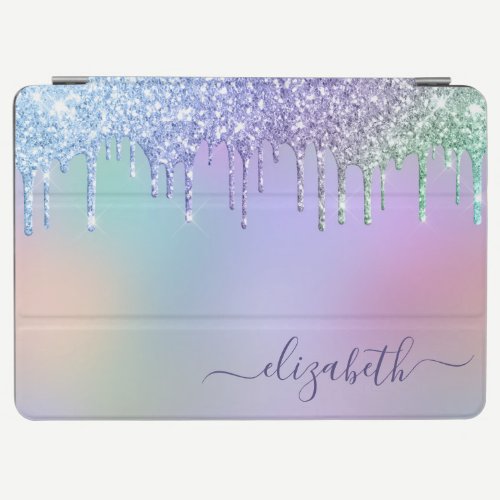 Rainbow Glitter Drips Personalized iPad Air Cover