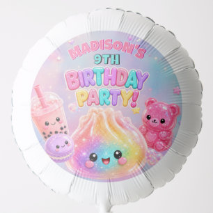 Rainbow Glitter Dumpling Squishies Birthday Party Balloon