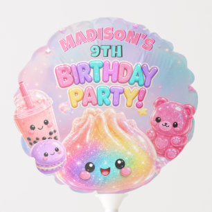 Rainbow Glitter Dumpling Squishies Birthday Party Balloon