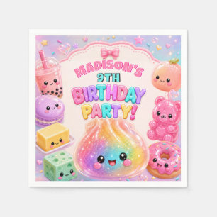 Rainbow Glitter Dumpling Squishies Birthday Party Napkins