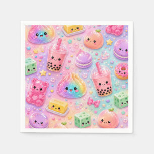 Rainbow Glitter Dumpling Squishies Birthday Party Napkins