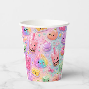 Rainbow Glitter Dumpling Squishies Birthday Party Paper Cups