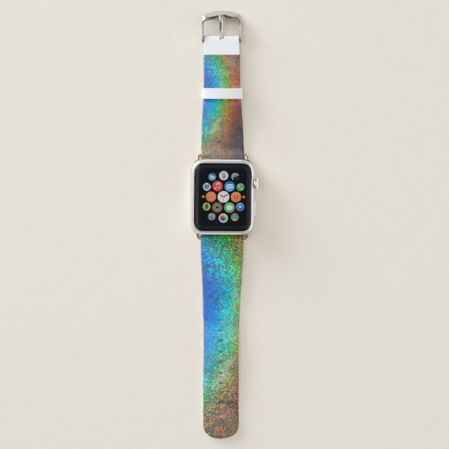 Rainbow Glitter Effect Shimmery Multi-Coloured Apple Watch Band (Front)