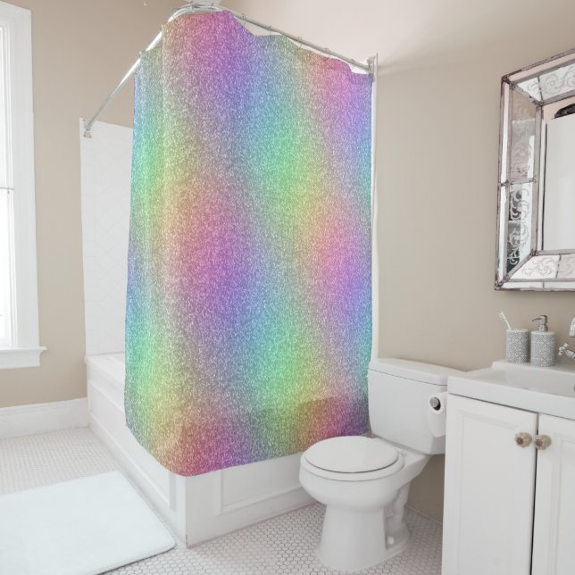 Rainbow Glitter Effect Shower Curtain (In Situ)