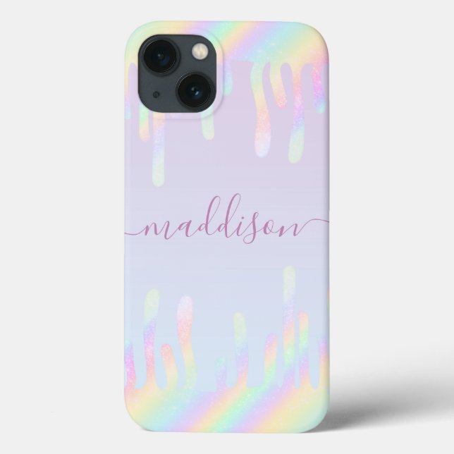 Rainbow Glitter Elegant Script Name Case-Mate iPhone Case (Back)
