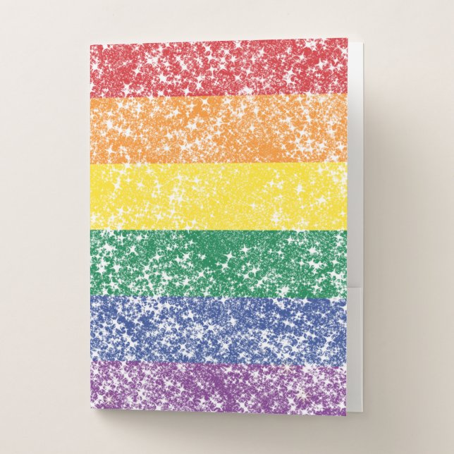 Rainbow Glitter Flag Pocket Folder (Front)