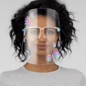 Rainbow Glitter Flowers Cute Girly Face Shield (Insitu)