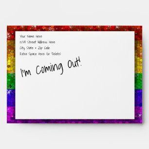 Rainbow Glitter Gay Pride Coming Out Party Envelope
