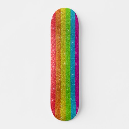 Rainbow Glitter Gay Pride Flag LGBTQIA Sparkles  Skateboard