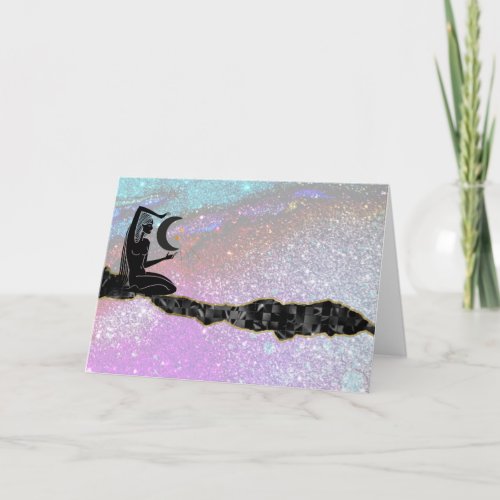  Rainbow Glitter GODDESS Meditation Blank Thank You Card