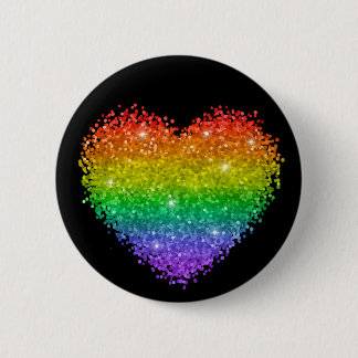 Rainbow glitter heart button