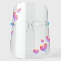 Rainbow Glitter Heart Cute Girly Face Shield