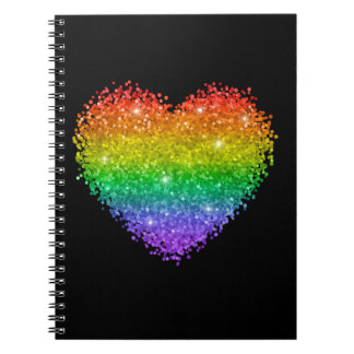 rainbow glitter heart notebook