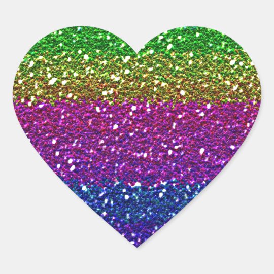 Rainbow glitter heart sticker