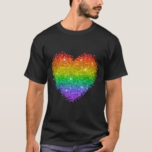 Rainbow Glitter Heart T_Shirt