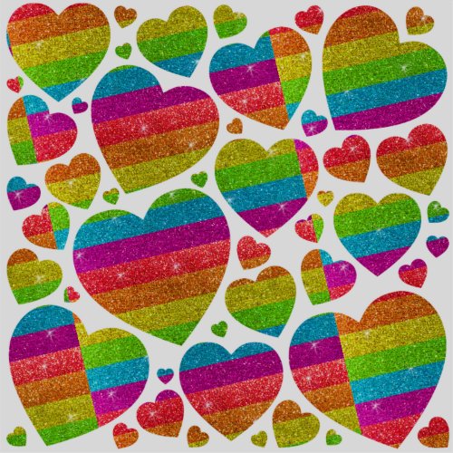 Rainbow Glitter Hearts One Love LGBTQ Queer Queen  Sticker