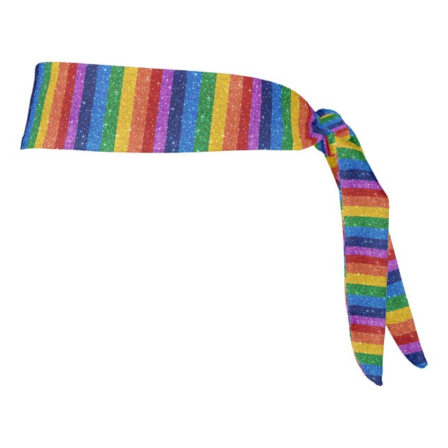 Rainbow Glitter Image Print Tie Headband (Rotate 90)