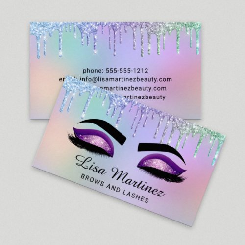 Rainbow Glitter Lash Brow Beauty Business Card