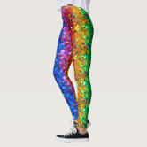 Rainbow Color Glittered Effect Graphic Print Leggings