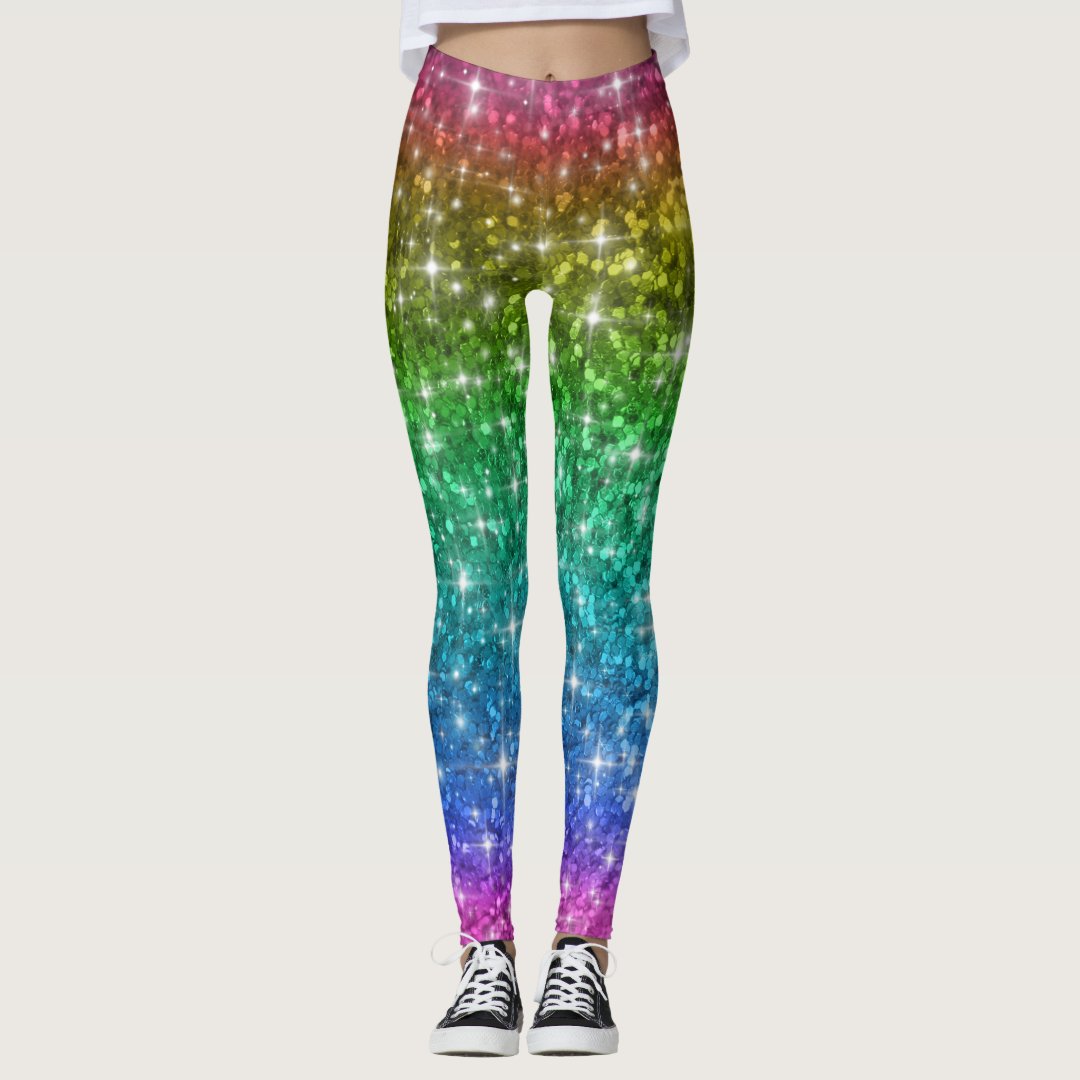 Rainbow Glitter Leggings | Zazzle