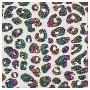 Rainbow Glitter Leopard Print Fabric