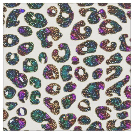 Iridescent Rainbow Leopard Animal Print Fabric | Zazzle