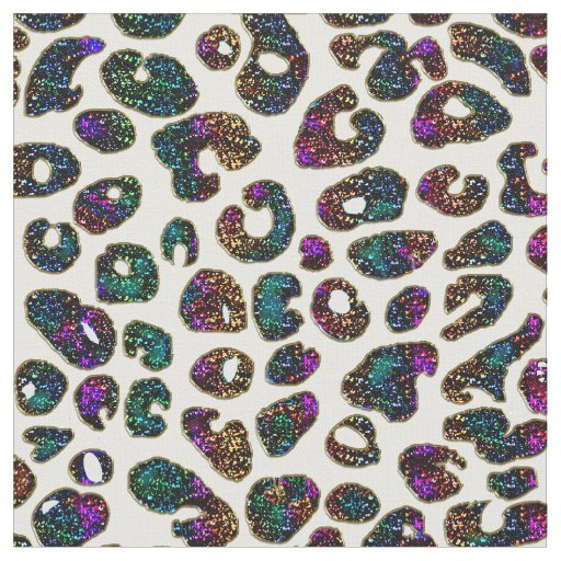 Rainbow Glitter Leopard Print Fabric | Zazzle