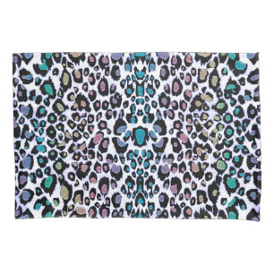 Rainbow Glitter Leopard Print Pillowcase Pair