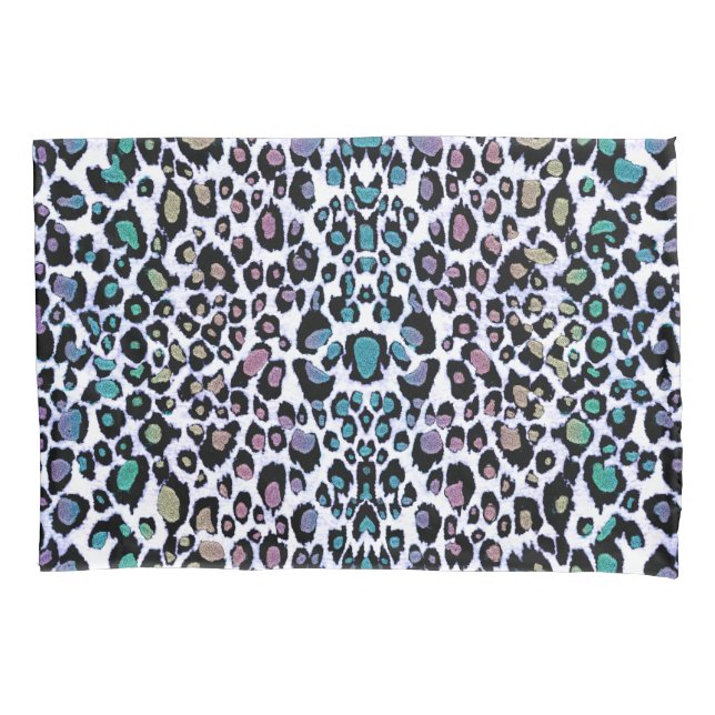 Rainbow Glitter Leopard Print Pillowcase Pair (Front-Left)