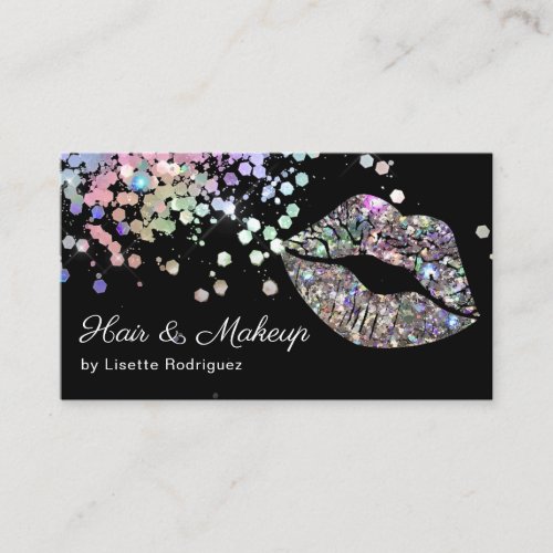 Rainbow Glitter Lip Gloss Makeup Artist Business Card