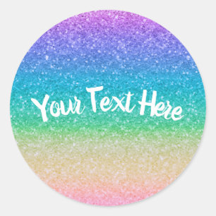 Rainbow Glitter Look Birthday Party Graduation  Classic Round Sticker