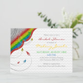 Rainbow Glitter Look Floral Bridal Shower Invitation (Standing Front)