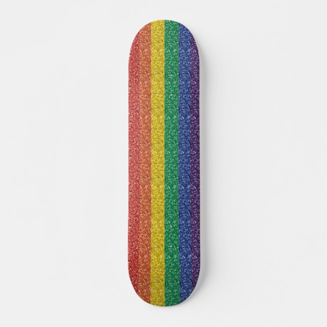 Rainbow Glitter Look Pride Fun Skateboard (Front)