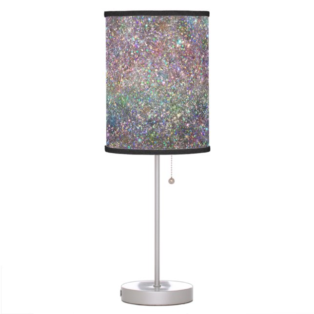 Rainbow Glitter look Sparkle Ombre Sequin  Table Lamp (Left)