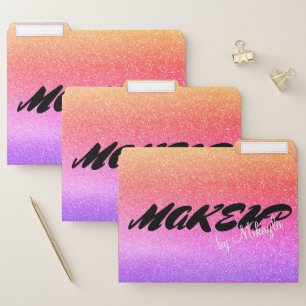 Rainbow Glitter Makeup Style Hair File Folder