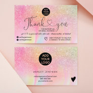 Rainbow Glitter Marble Logo Order Thank You Business Card at Zazzle