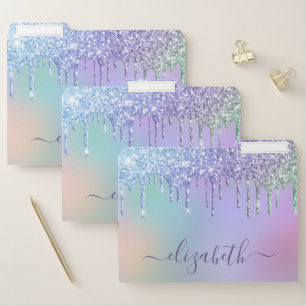 Rainbow Glitter Monogram File Folder