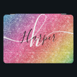 Rainbow Glitter Monogram Name<br><div class="desc">Add a splash of color to your iPad pro cover featuring glitter rainbow with monogram and script name. Personalize with your name, monogram, initial or text. You can change text color and font style using the customize it further option. Please note, glitter is as printed effect and not physical glitter...</div>