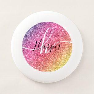 Rainbow Glitter Monogram Name Wham-O Frisbee