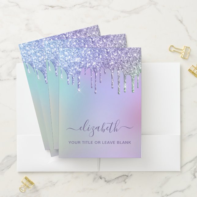 Rainbow Glitter Monogram Pocket Folder (In Situ)