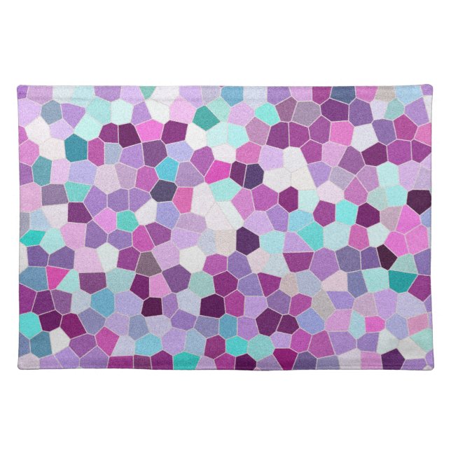 Rainbow Glitter Mosaic No. 01 Cloth Placemat (Front)